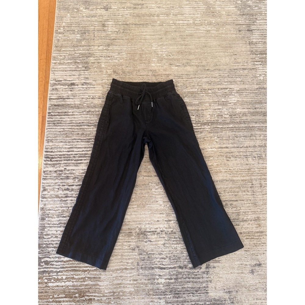 Quince Pants Womens Small Black Linen Cropped Wide Leg Drawstring Pull On - Picture 11 of 16